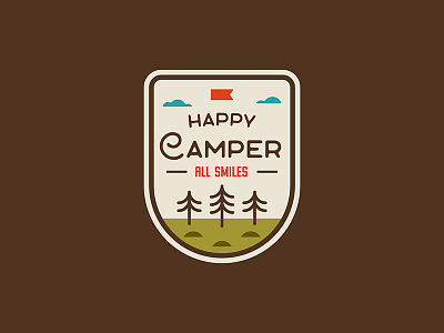 Happy Camper badge camp camping flag forest minimal nature patch tree