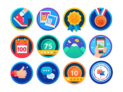 Mission:pic badges app award badge cats fitness gamification illustration medal photography ui ux
