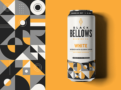 Black Bellows Can abstract beer brewery can design illustration minimal mockup pattern