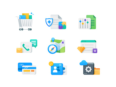 illo-icons call cart credit card diamond icon illustration map medical settings technology user