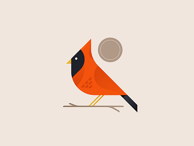 Cardinal birb bird branch cardinal icon iconography illustration illustrator minimal nature tree