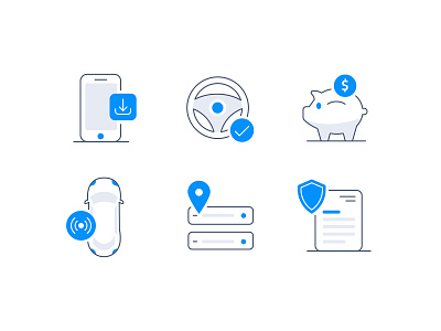 Insuretech app autonomous driving icon iconography illustration illustrator insurance savings tech trips vector