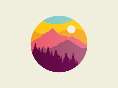 Nature Layers design icon illustration illustrator josh warren minimal mountain nature retro sun tree vector