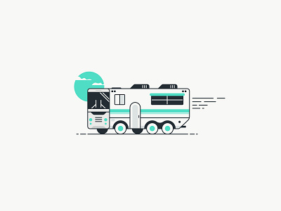 Recreational Vehicle camping clouds highway icon illustration nature sun travel vehicle