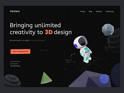 Make free 3D design 3d 3dgraphic 3dui c4d design echo hero header hero section home page site ui uidesign ux web webdesign webpage website