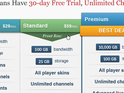 Pricing Plans plans pricing storage table trial