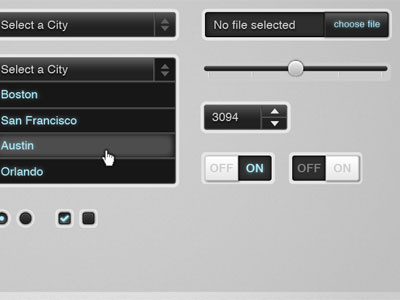 Form Elements dropdown form range switch toggle ui