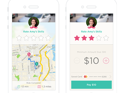 Rate & Pay Screens drive ios map mobile pay rate success