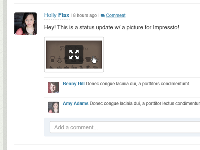 Dashboard Status Update activity comment feed status thumbnail