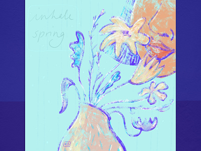 inhale spring. if possible, exhale worry. digitalart digitalillustration flowers illustration photoshop sping springtime women in illustration