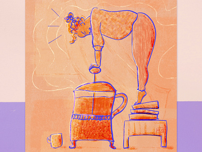 easy like monday morning coffee coffeeaddicts design digital illustration digitalart frenchpress illustration lockdownart mental health monday women in illustration