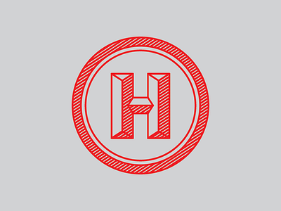 Little ole H gray illustration line logotype mark marquee red stroke typography weight
