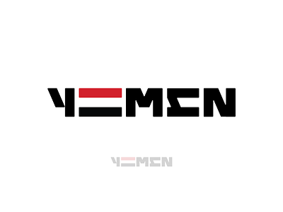 Yemen black flag letterform rebound red typography white