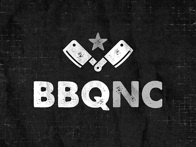 BBQ NC black gray illustration knives logo stars type typography