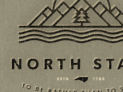Old North State badge design fabric icon illustration matchbook north carolina textile tshirt typography