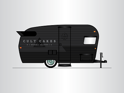 Cult Cakes III black brand identity illustration logo mobile retail trailer truck vector