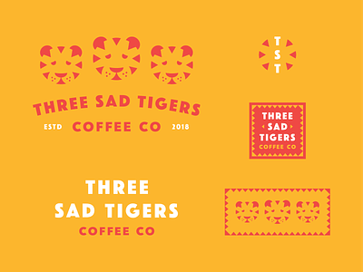 Three Sad Tigers brand branding coffee icon identity illustration logo orange red tiger typography