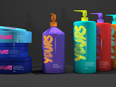 Yours Beauty Branding & Packaging bottle brand branding bright color colorful colour colourful design eco environmental environmentally friendly graphic design logo package packaging vibrant