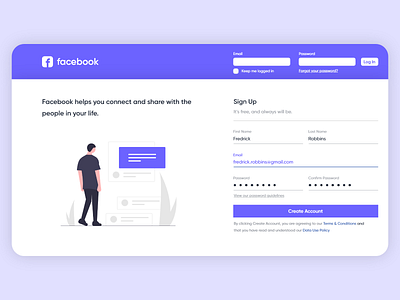 Sign Up - Facebook Redesign design login redesign signup web