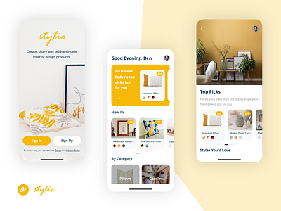 Stylie - Sell handmade arts & crafts app app design design ecommerce app shop ui