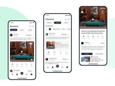 Newsfeed & Video adobexd cards design feed feeds newsfeed ui video