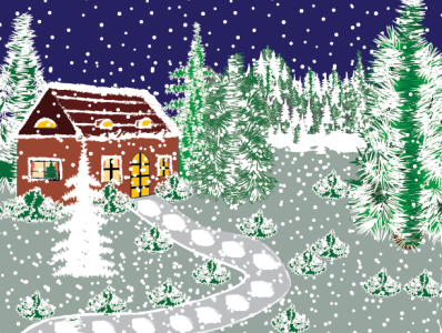 house christmas tree design house illustration illustration sky snow tree