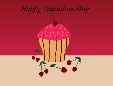 happy valentines day cherry cupcake design photoshop
