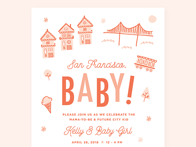 San Francisco, Baby! illustration invitation design invite