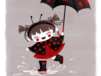 Ladybug black girl ladybug nursery polka dots rain red