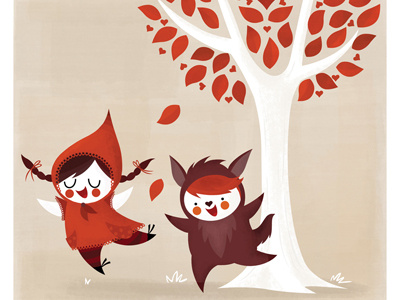 Redridinghoodweb children little red riding hood red leaves wolf