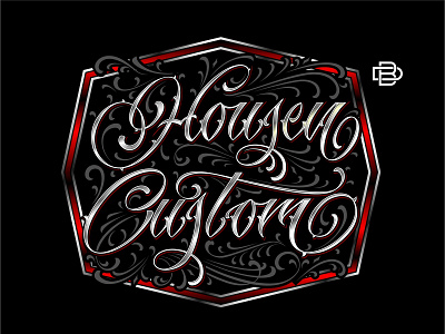 Logo badge Housen custom hand lettering with tattoo style