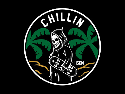 Chillin illustration apparel apparel design badge beach branding circle designforsale illustration logo logo design poster reaper skate skateboard skull art tattoo tshirt design type vector youth