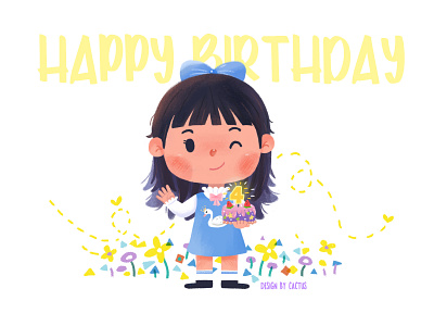 birthday birthday cake design drawing girl illustration lovely paint typography