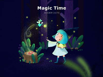 magic time design drawing girl illustration magic paint typography