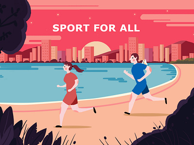 sport for all design drawing illustration paint typography web