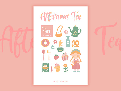 Afternoon Tea afternoon tea cake design drawing girl illustration paint typography