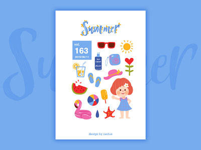 summer design drawing girl illustration paint typography