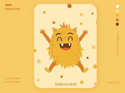 happy day design drawing happy illustration monster paint typography yellow