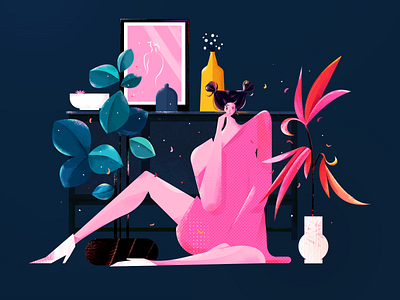 宅家sexy指南 flat illustration vector