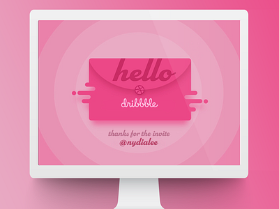 Hello dribbble! debut design flat hello illustration logo minimal shot type ui ux vector welcome
