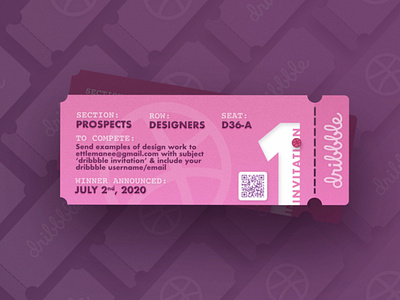 Dribbble Invitation 2020 creative debut design designers fun illustration invitation invite players prospect shot ticket ui vector