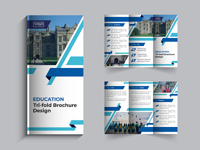 Education Tri-fold Brochure Template Design abstract academy advert childhood class colorful company concept decorative event geometric graphic infographics knowledge mockup preschool student study teacher tri fold