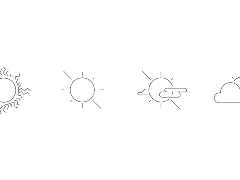 Weather Icons... Seriously! cloud cloudy drizzle lightning line art rain storms sun sunny thunder weather