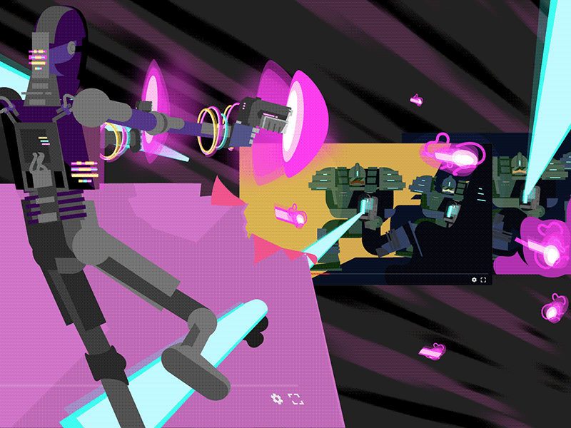 YouTube Trailer Battle - Shots Fired! android animation battle blaster laser mercenary robot space trailer video video games
