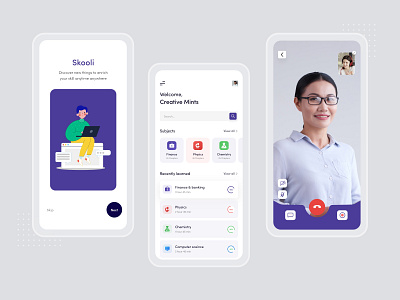 Skooli || Mobile app exploration 2020 2020 trend branding clean ui colorful design e learning education education app illustration mobile app mobile ui typography ui ux