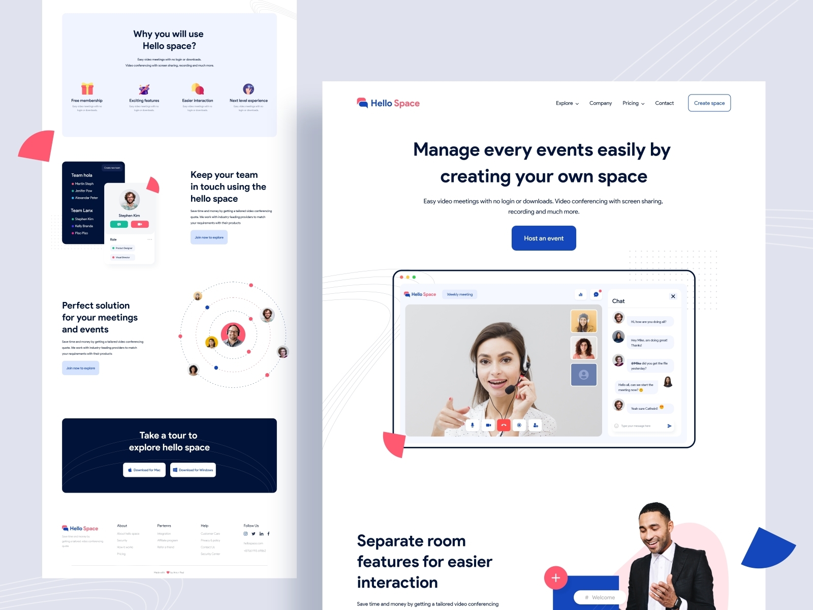 Hello space || Video Conference Landing Page by Antor Paul on Dribbble