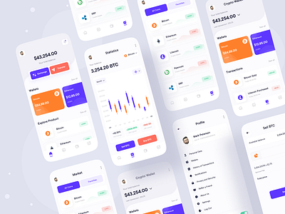 Crypto App Conceptual Design 2021 2021 trend banking business clean ui colorful crypto crypto wallet design finance product product design productdesign qclay typography ui