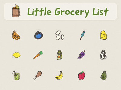 Little Grocery List Icons food good dog new grocery list hand drawn icons