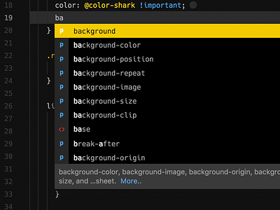 Atom UI Theme and Color Syntax - Autocomplete atom autocomplete black blue design flat gray product design skin theme ui yellow