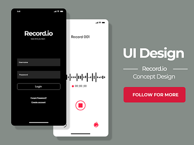 UI Design for iOS Recorder - Concept Design⁠ design graphics ui ui ux uidesign uiux uxdesign